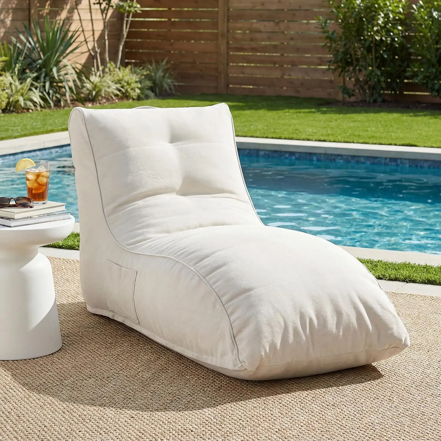Kids Outdoor Lounger Chair - Ethel Outdoor Bean Bag Chair, Fabric