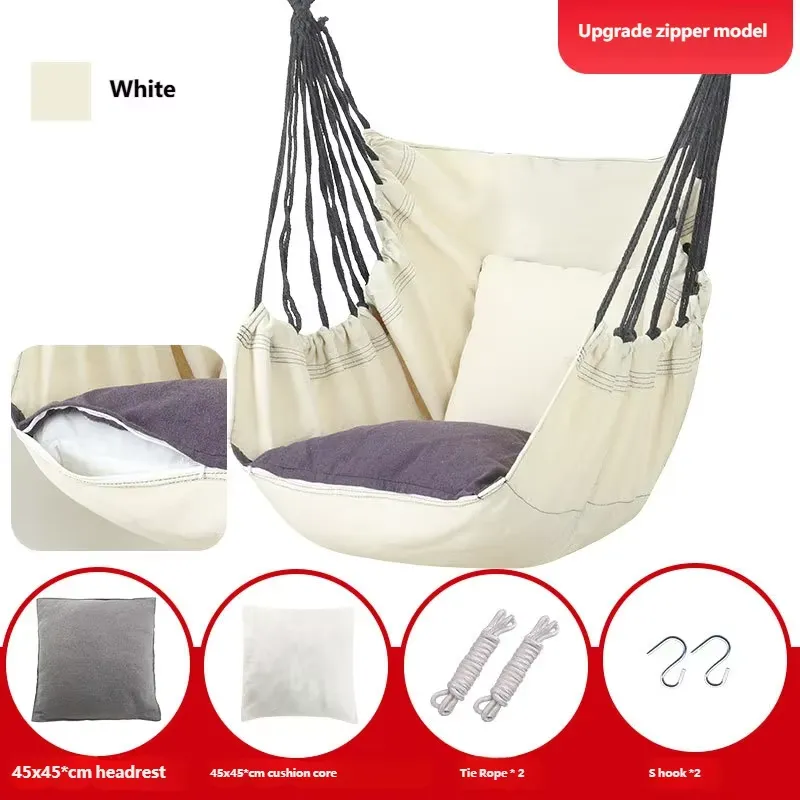 Kids Outdoor Hanging Chair - Canvas Hammock Swing Chair with Pillow