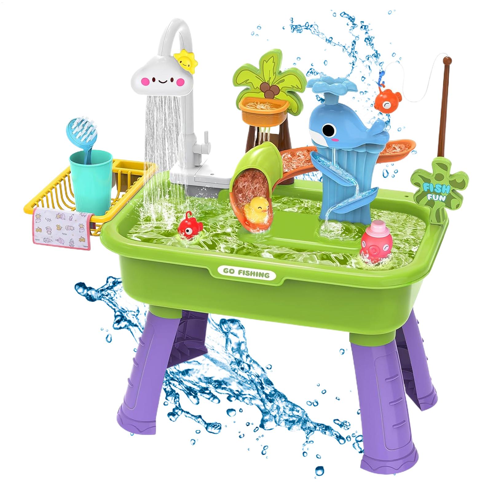 Kids Outdoor Water Table - Kids Electric Play Sink with Running