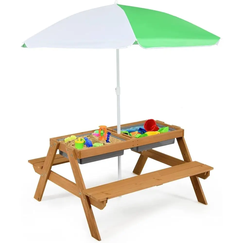 4-in-1 Wooden Sand & Water Pic - đánh giá và giá Kids Outdoor Water Table