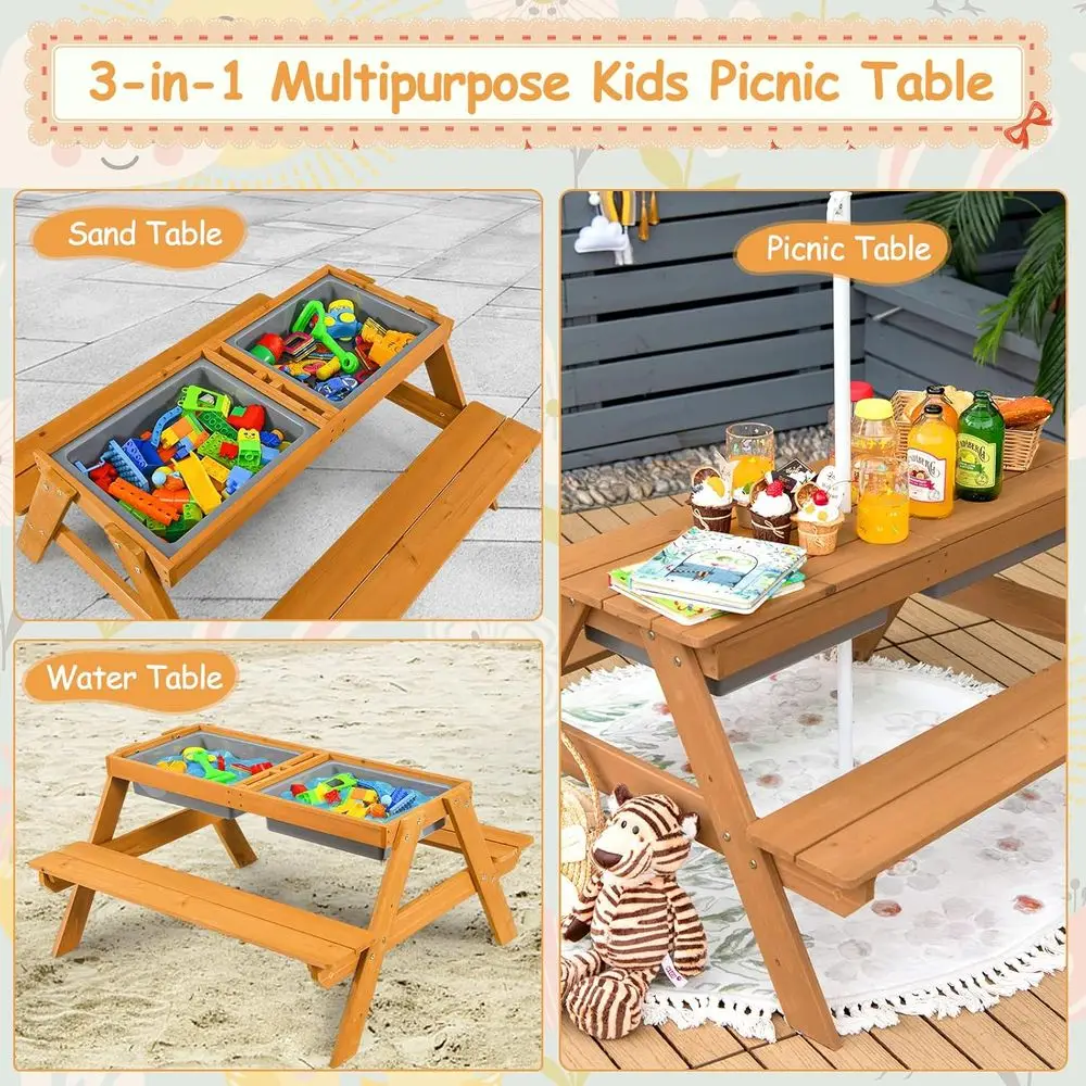 4-in-1 Wooden Sand & Water Pic - đánh giá và giá Kids Outdoor Water Table