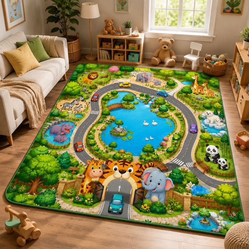 VIKAMA Kids Farm Zoo Play Rug  - đánh giá và giá Kids Outdoor Zoo