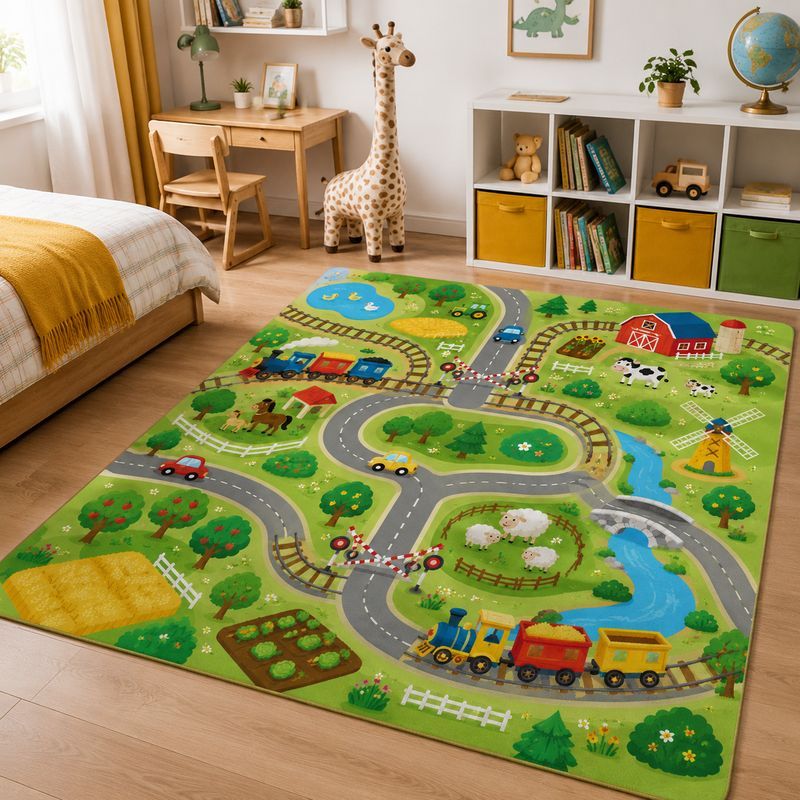 VIKAMA Kids Farm Zoo Play Rug  - đánh giá và giá Kids Outdoor Zoo