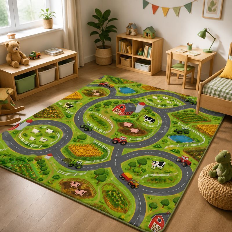VIKAMA Kids Farm Zoo Play Rug  - đánh giá và giá Kids Outdoor Zoo