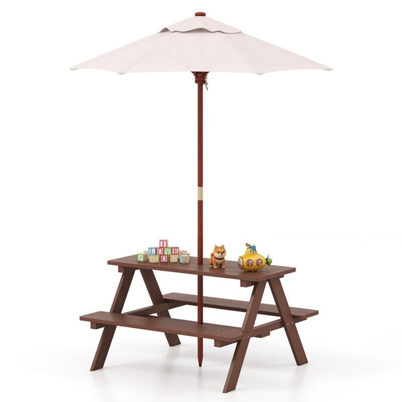 Outdoor 4-Seat Kids Picnic Tab - đánh giá và giá Kids Outdoor Bench With Umbrella
