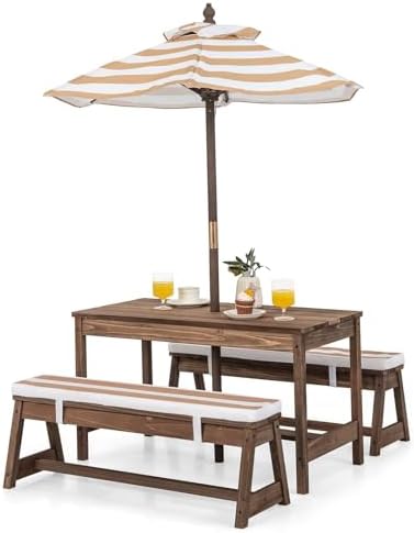 Kids Picnic Table, Outdoor Woo - đánh giá và giá Kids Outdoor Bench With Umbrella