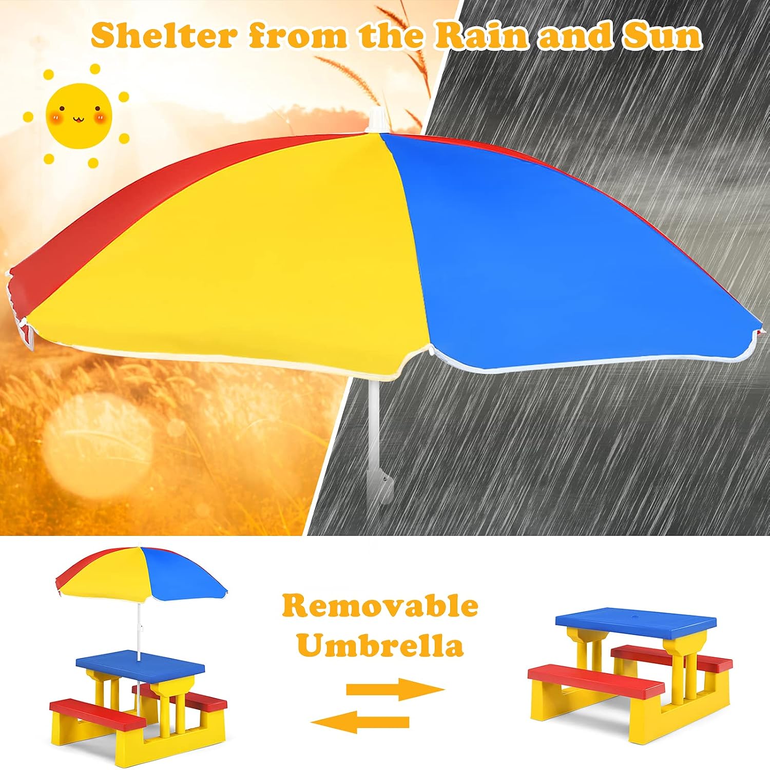 ARMILE Kids Picnic Table, Kids - đánh giá và giá Kids Outdoor Bench With Umbrella