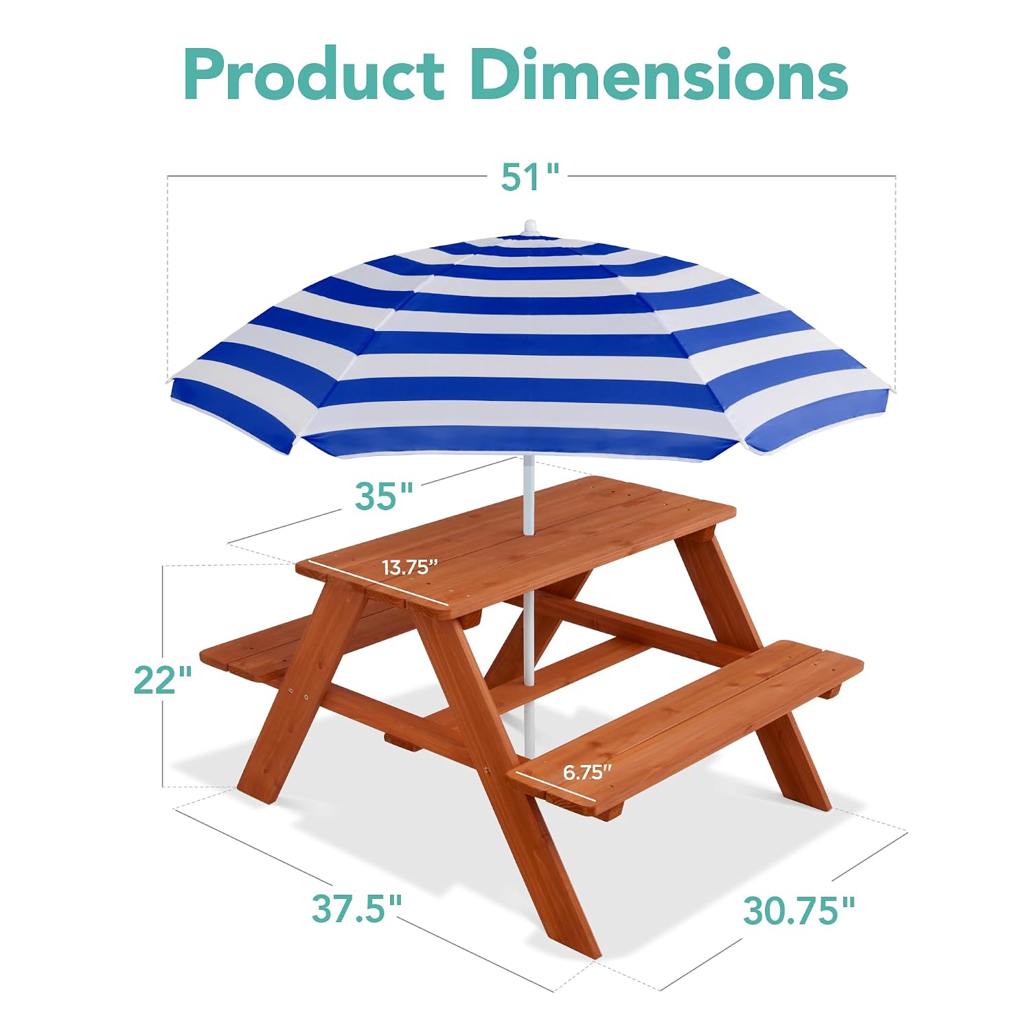 Wooden Kids Picnic Table with  - đánh giá và giá Kids Outdoor Bench With Umbrella